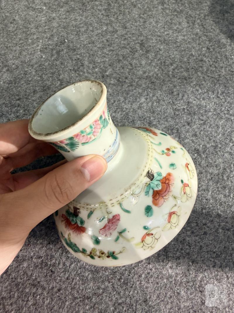 清晚期  粉彩花卉纹高足盘 - 图4